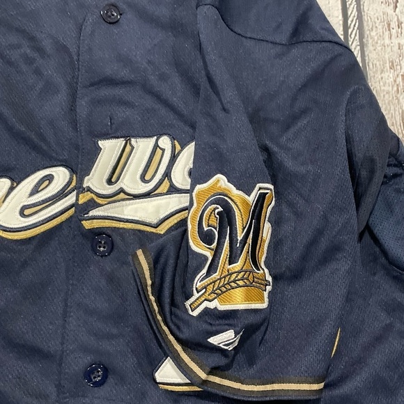 Jonathan Lucroy Milwaukee Brewers Stitched MLB Baseball Majestic Jersey - Picture 6 of 10